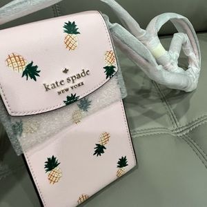 Kate spade ♠️ pineapple North South phone crossbody bag leather NWT purse travel